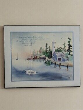 Serene Lakeside Wall Art with Lighthouse
